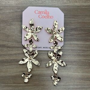 Camila Coelho Gold Drop Floral Earrings